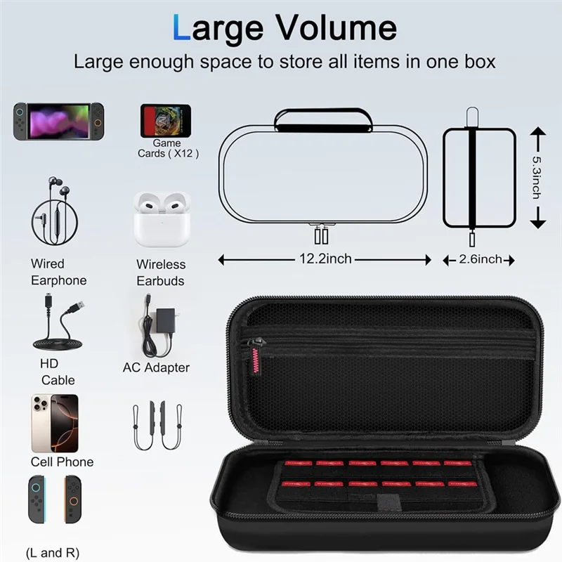 【تصقيد الأخير!】حقيبة يد لحمل نينتندو سويتش 2 2025 حقيبة حمل للسفر مع فتحة لبطاقة الألعاب غلاف صلب واقٍ