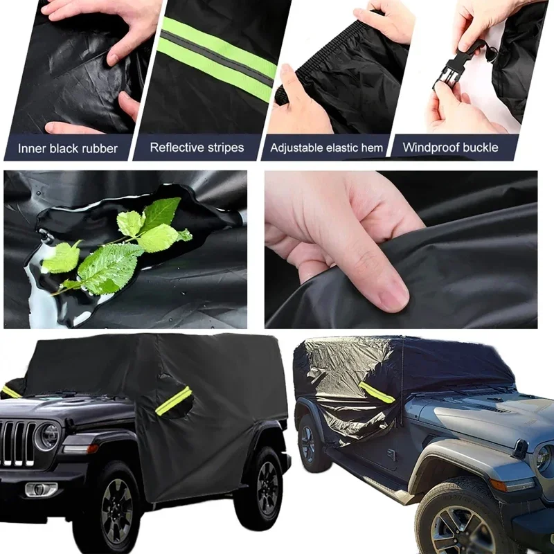 Outdoor Sun Dust Snow Protection Car Roof Half Cover for Jeep Wrangler Hardtop JK JL 2/4 Doors 2007-2021