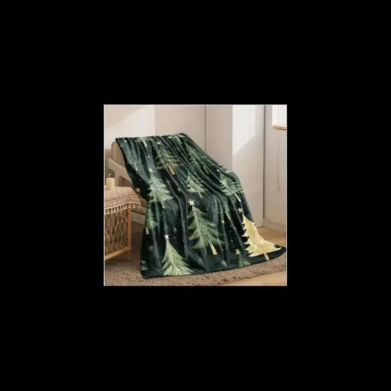 Decke mit grünem Weihnachtsbaum-Print, weich, warm, ganzjährig bequem, für Sofa, Bett oder Büro, antiallergen
