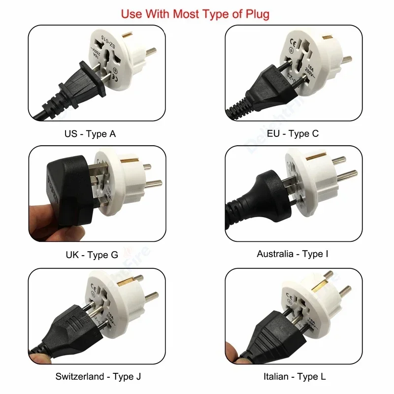 EU Plug Socket KR US AU To EU Travel Adapter Socket AC Power Adapter Converter 16A Black/White Charger Electrical USA Adapter