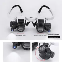 Head-Mounted Magnifier 2 LED Lamp Illuminating Microscope with 8x 15x 23x Loupe Headband Repair LED Light Magnifying Glass