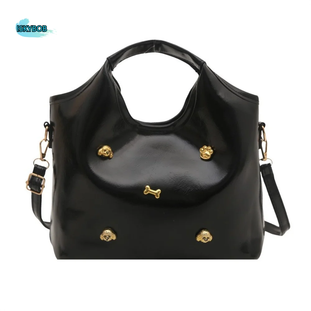 

Korean Style Casual Shoulder Bag Leather Solid Color Crossbody Buckle Bag Water-resistant Leisure Women's Rivets Handbag Girls