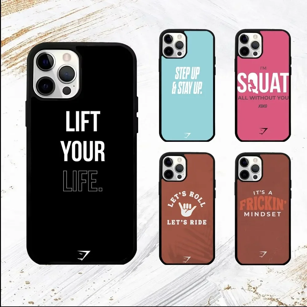 Shark G-Gym Funny slogan Phone Case For iPhone 16 15 14 13 12 11 Pro Max Plus Mini PC Fashion mirror phone case