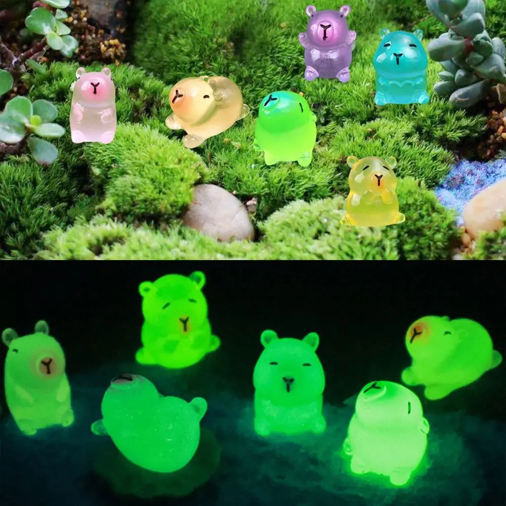 Cute Resin Cartoon Capybara Statue Gift Bonsai Miniature Capybara Figurines DIY Doll House Animals Model Animals Figurine