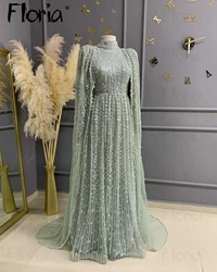 Middle East Muslim Sage Green Wedding Party Dress Plus Size Customize Formal Night Gown Dinner Dress Party Gown Robes De Soirée