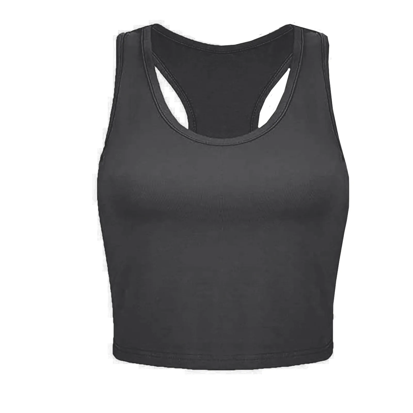 Colete casual sem costas em forma de U para mulheres, tops esportivos simples, gola redonda, colete apertado, diário, clássico, sólido, verão, novo