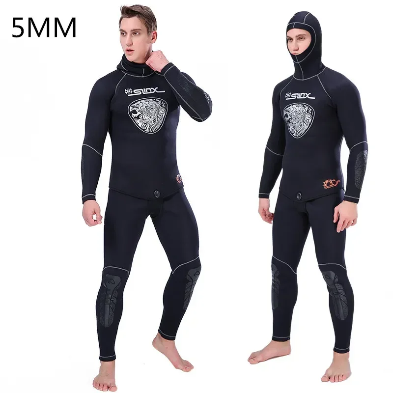 

5MM Neoprene Hooded Wetsuit Men Surf Scuba Diving Suit Equipment Underwater Fishing Spearfishing Kitesurf Swimwear warm Wet Suit