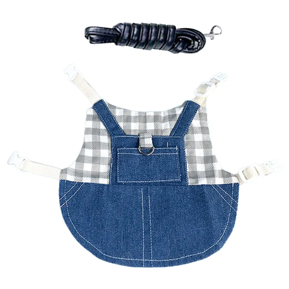 

Rabbit Clothes Bunny Harness Leash Small Pets Vest Traction Belt Adjustable Durable Soft Material Blue Jeans Black White
