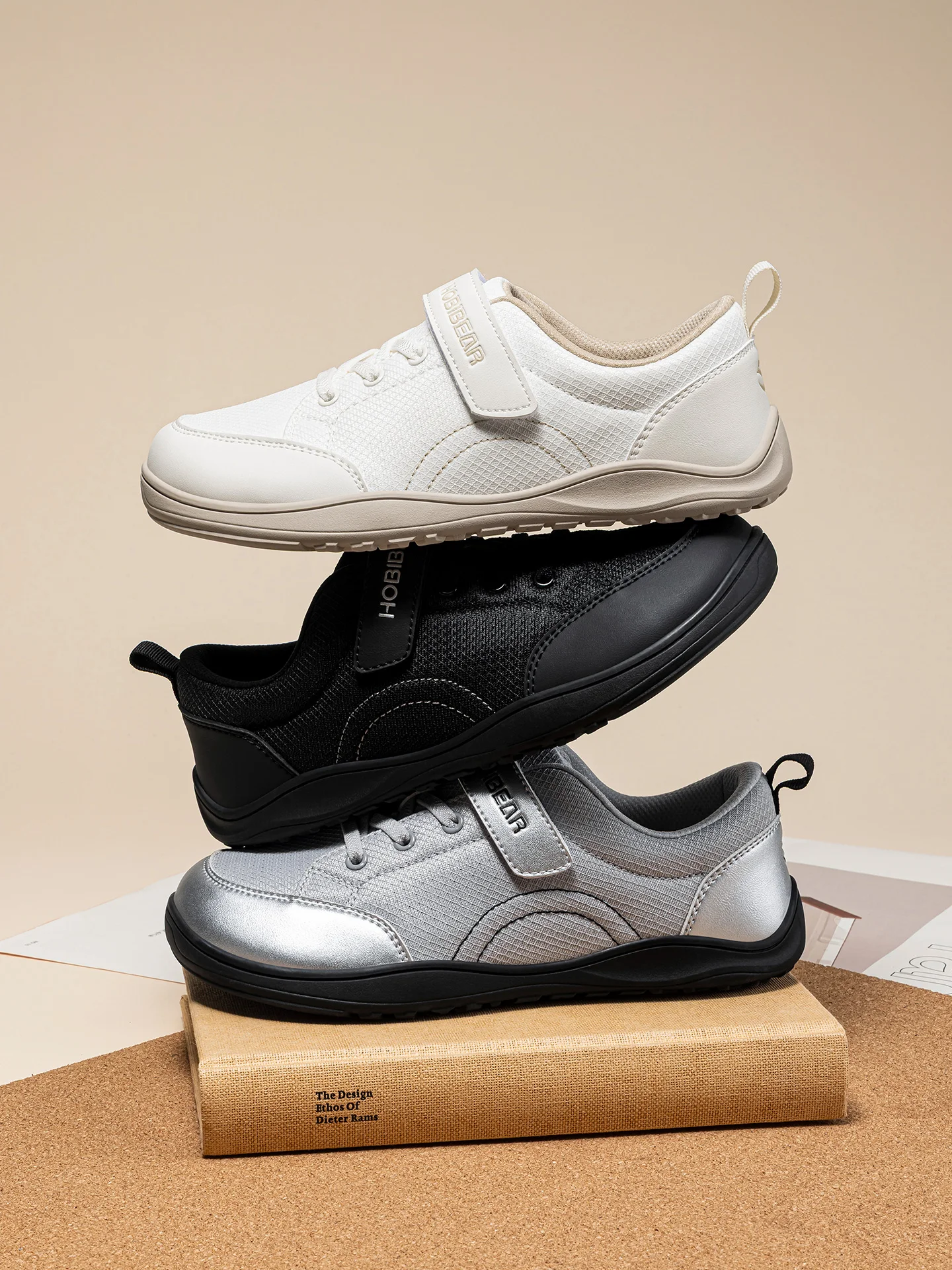 HOBIBEAR Breitpassform Kinderschuhe Barfuß-Sneaker mit Klettverschluss Kunstleder Mesh Leichte Zero-Drop Laufschuhe – Detail 13