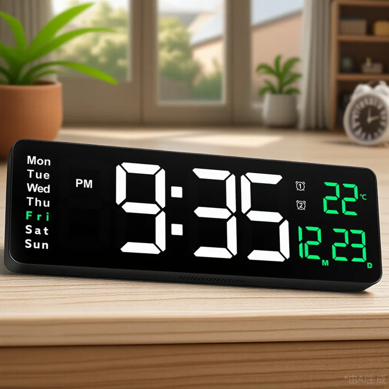 

1Pcs Digital Wall Clock Large LED Display 39Cm Modern Multi-Functional Home Office Bedroom Date Temperature Alarm