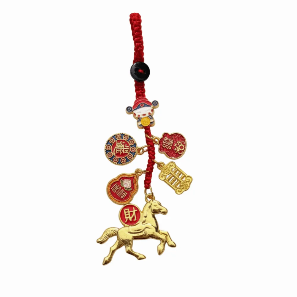 Retro Hand-woven Plutus Lucky Keychain Cute Chinese Knot Fortune God Keyring Wealth Short Lanyard Chinese Phone Chain Party