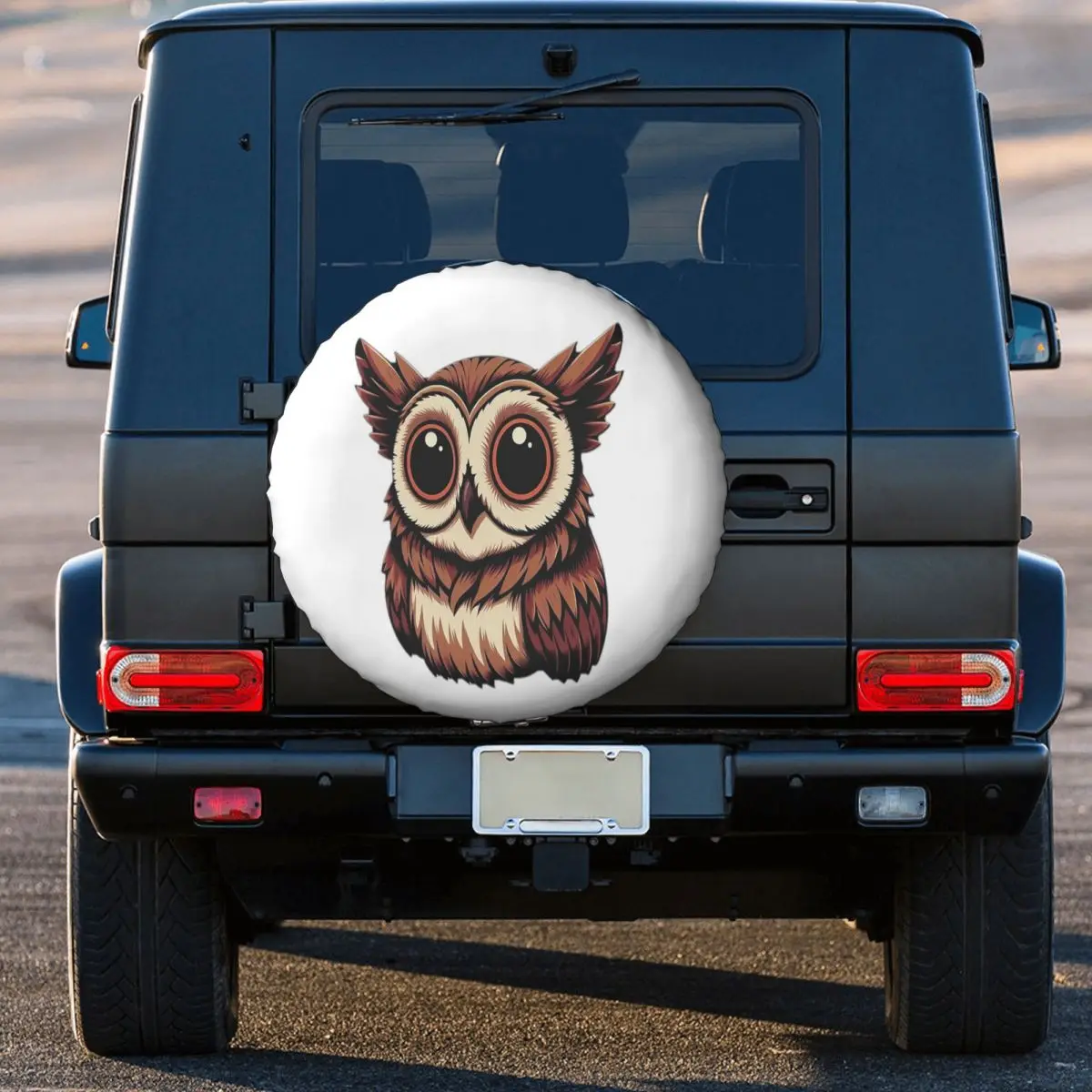 Custom Owl Big Crazy Spare Tire Cover for Car Pajero 4x4 Wheel Protector Covers 14