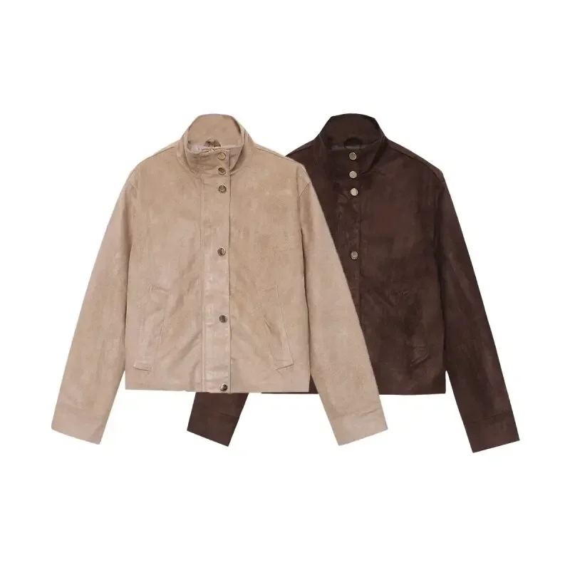 

Винтажная женская куртка-пилот, модное элегантное женское теплое пальто с длинными рукавами, свободный воротник-стойка, уличная одежда, топы, простой стиль