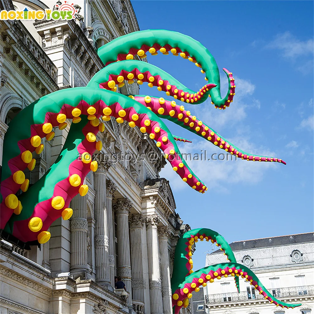 

2-7M Heigh Outdoor Giant Green Inflatable Octopus Tentacle Model For Halloween Stage Party Event Building Advertising Decoration