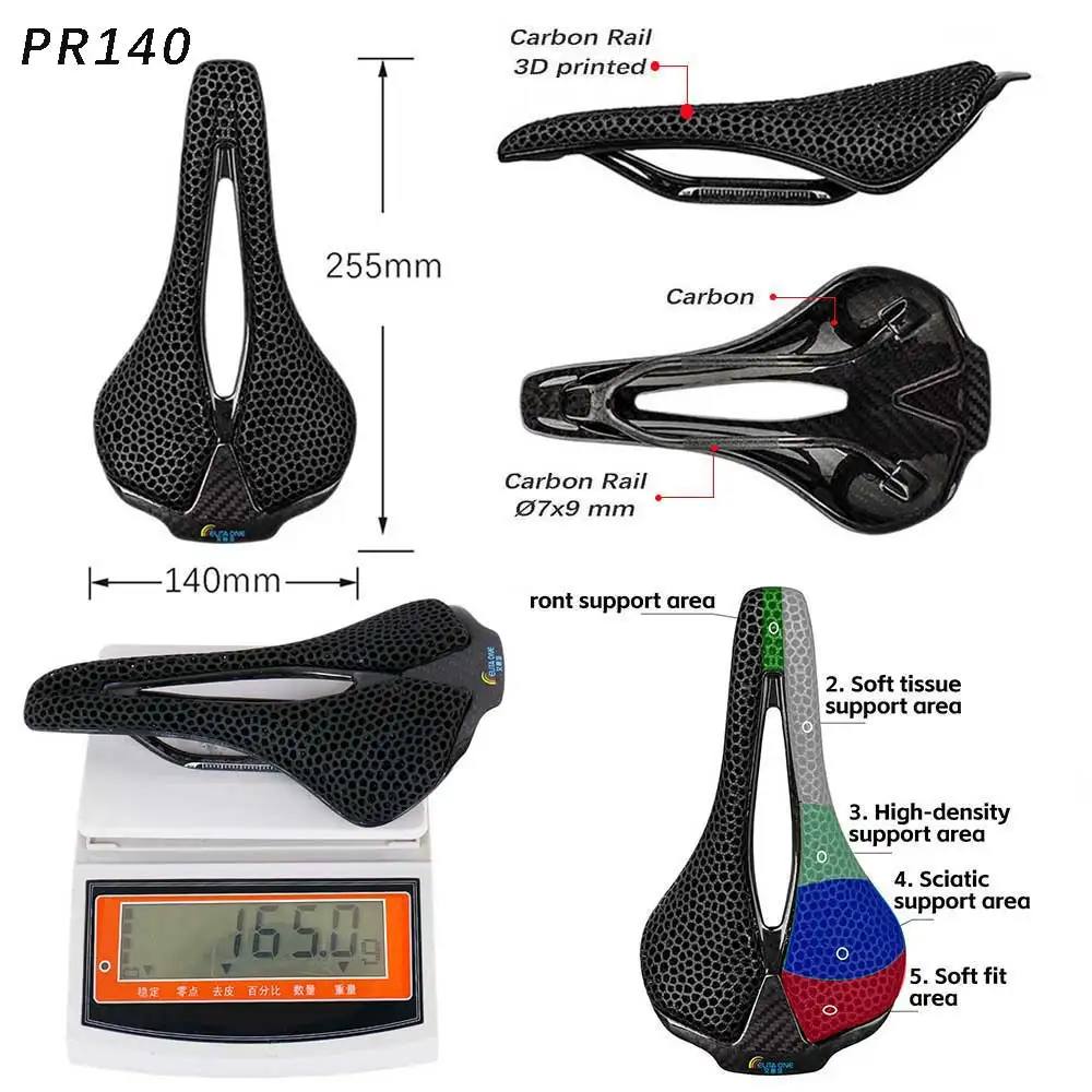 elitaone Carbon 3D Printed Bicycle Saddle 255x140/248x145mm Light Road MTB Mountain Racing Bike Seat Cushion Cycling Seating Acc