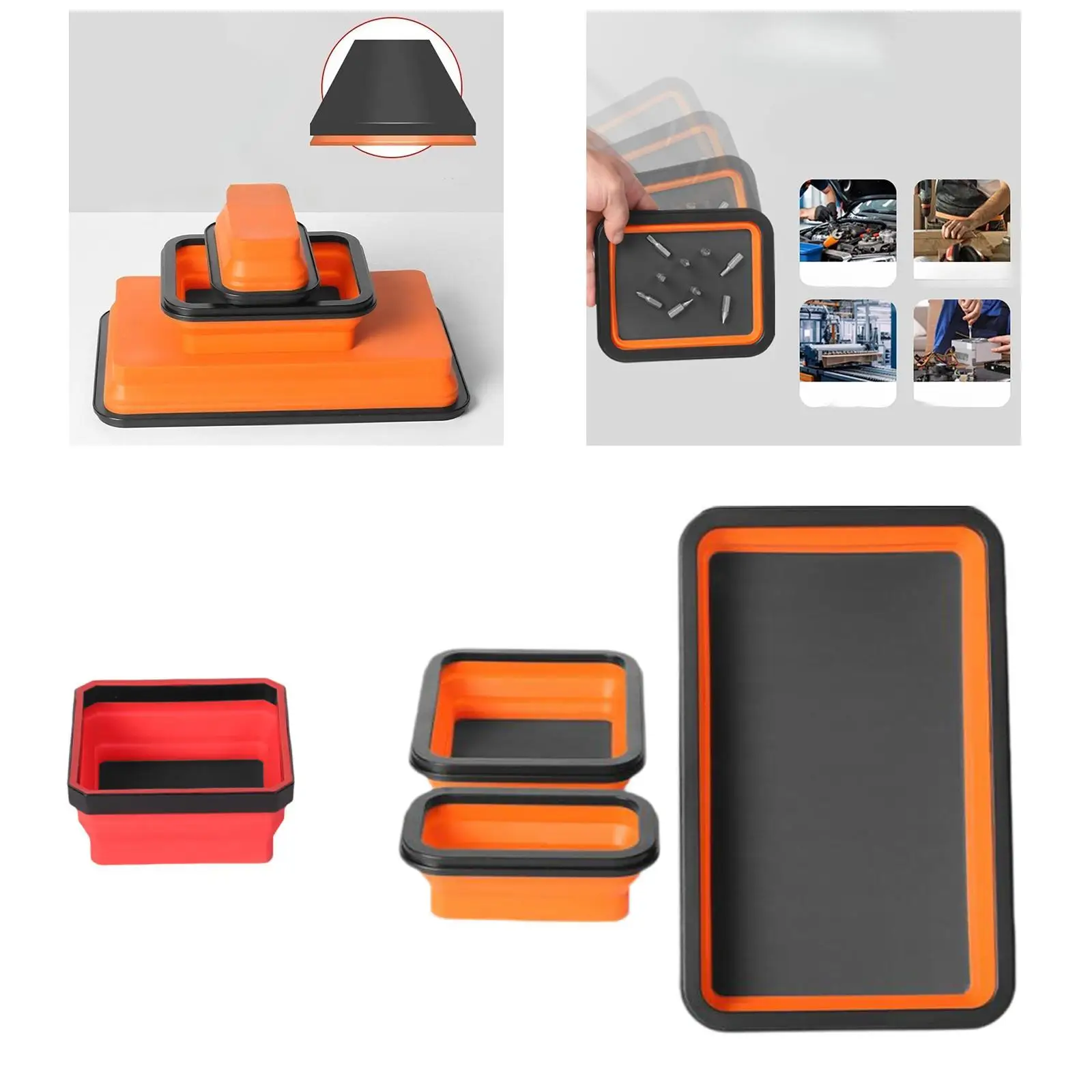 

Foldable Magnetic Parts Tray Storage Box for Hardware Small Metal Parts Nuts