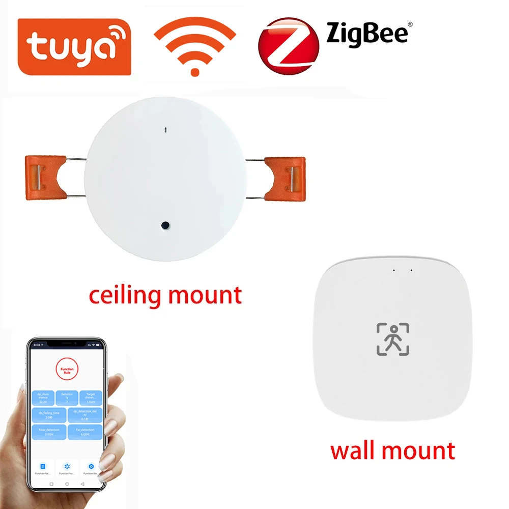 Tuya WiFi/ZigBee Smart Human Presence Detector Millimeter Wave Radar Detection Sensor for Home Security and Energy Conservation