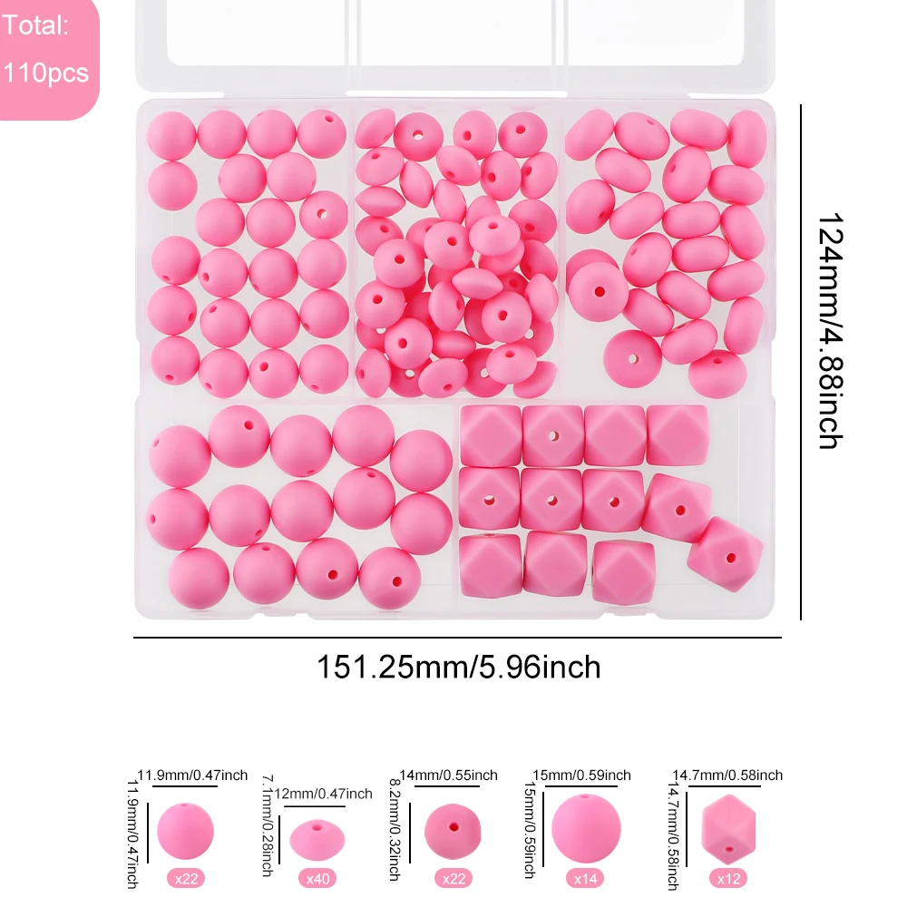 Kovict 110 Pieces Silicone Beads Multicolor 8