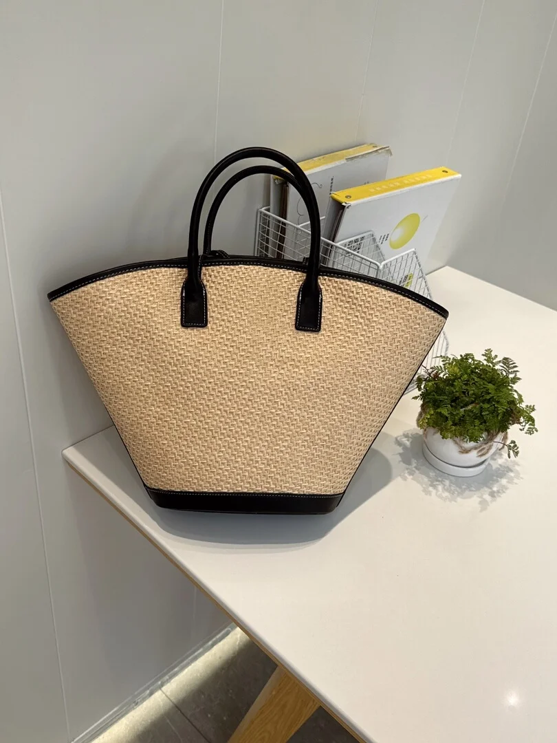 

Beach Vaion Sle Большая сумка Capaci St тканая сумка для пикника на одно плечо Tote Bag n Buet ape с мягкой ручкой
