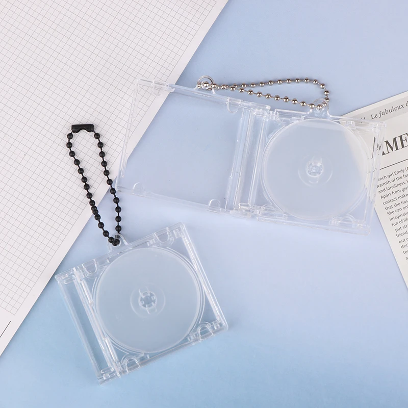 1pcs Blank Album Mini CD Case + CD Keychain For DIY Keychains Backpack Hanging Decor Chain/Clip