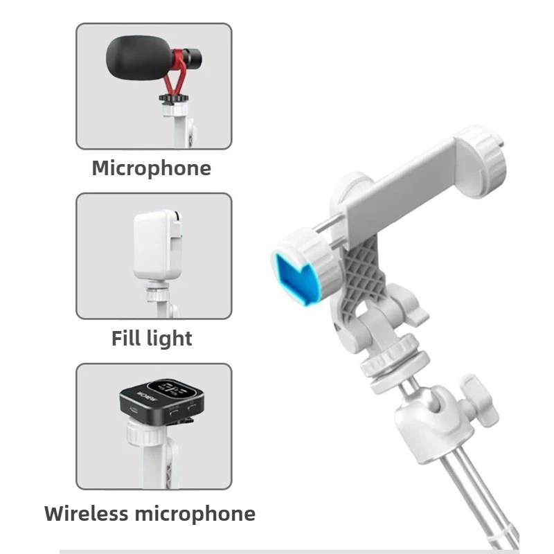 ユニバーサル電話三脚マウントアダプター携帯電話ホルダー、自撮り棒一脚カメラブラケットスタンド用の調節可能なクランプ付き