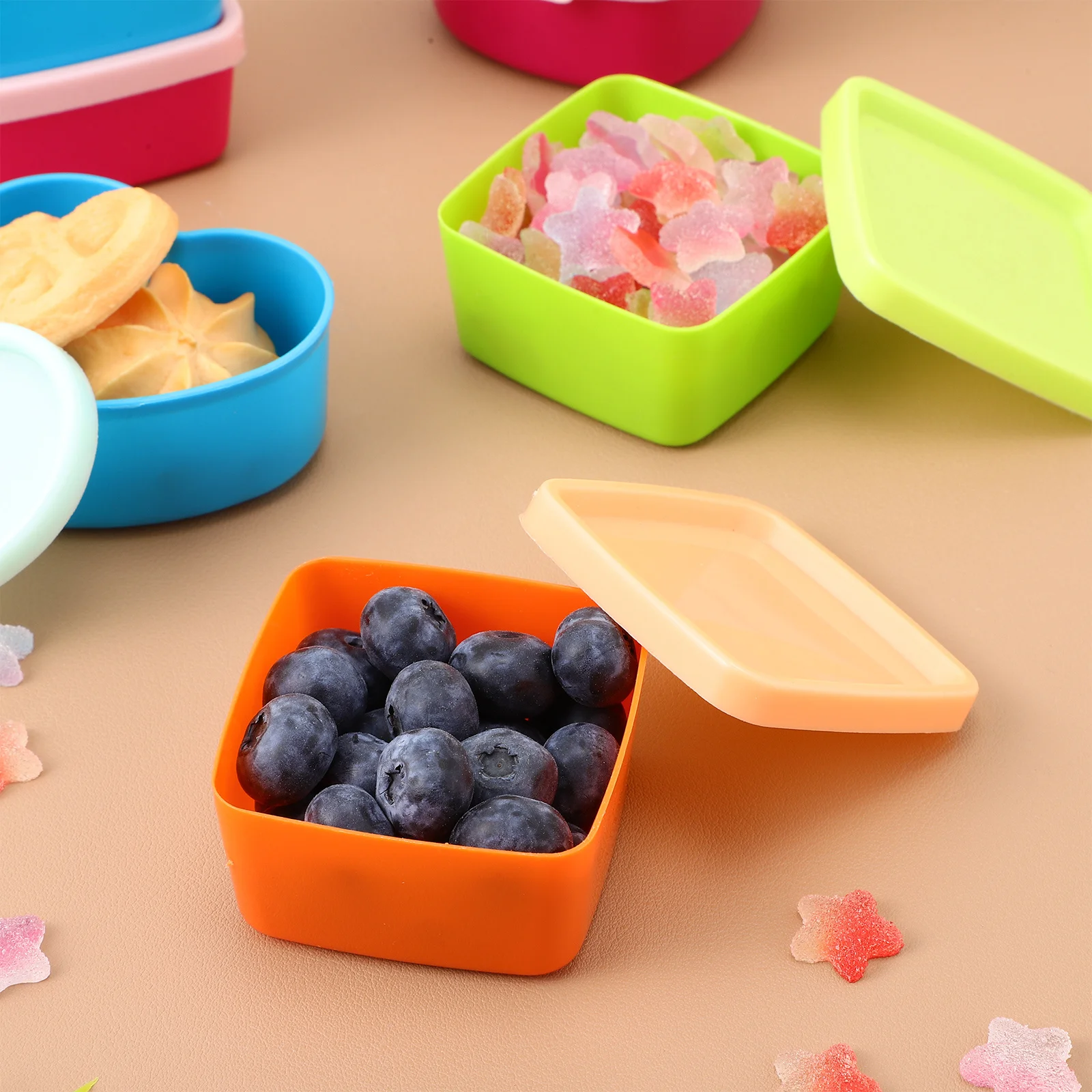 

8Pcs Rainbow Color Heart Shaped Storage Boxes PP Material Safe Multifunctional Desktop Organizer Space Saving Stackable