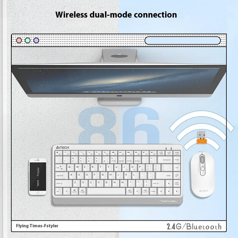 A4tech Fbk11 clavier Bluetooth sans fil pour tablette ordinateur Portable 86 touches multi-appareil clavier double Mode