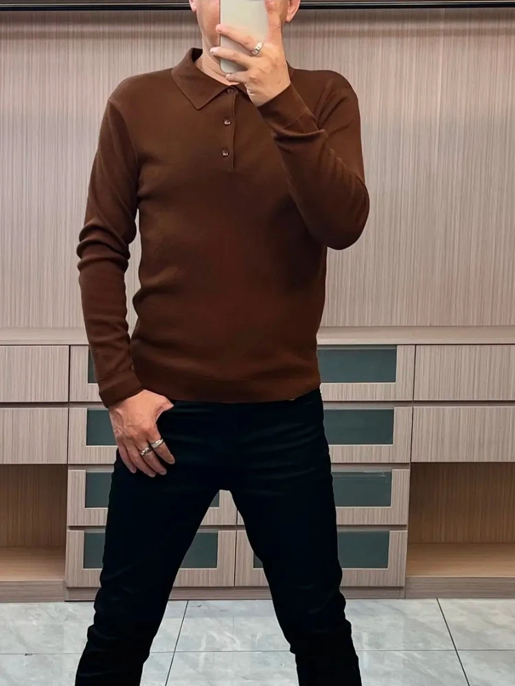 

Высококачественный модный мужской вязаный свитер с воротником, базовый слой, удобный, осенне-зимний, новинка, приталенный крой, антибактериальный