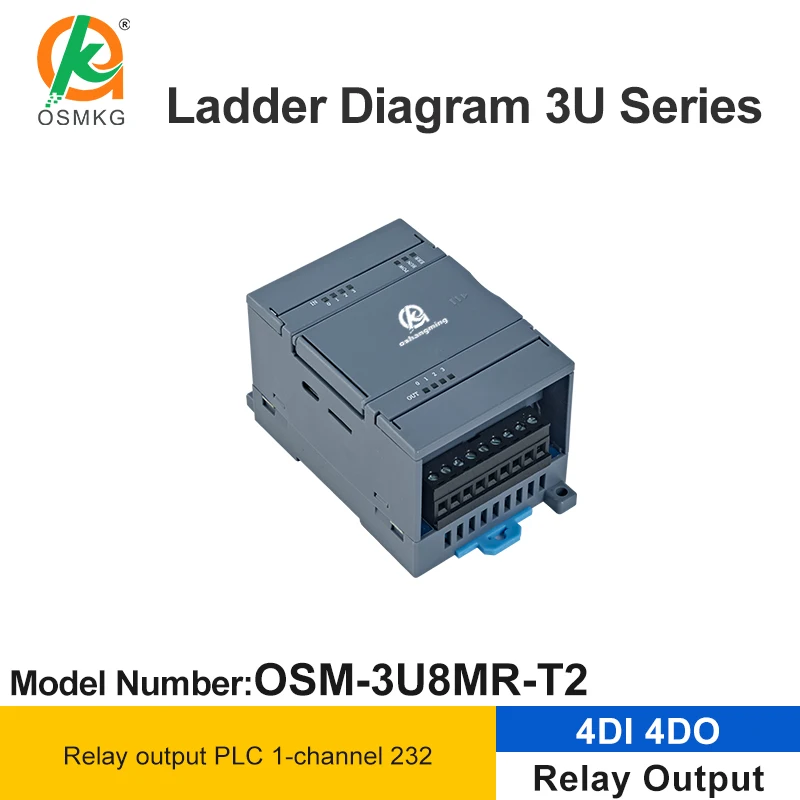 Oshangming 4 อินพุต 4 เอาท์พุทรีเลย์ PLC RS232 Modbus Rtu บันไดแผนภาพ PLC Controller สําหรับฟาร์มบรรจุเครื่อง