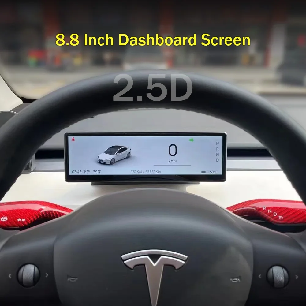 8.8 Inch Smart Dahsboard Wireless Carplay Screen For Tesla Model 3 & Y Support Carplay Andriod Auto Free Air Vent Camera