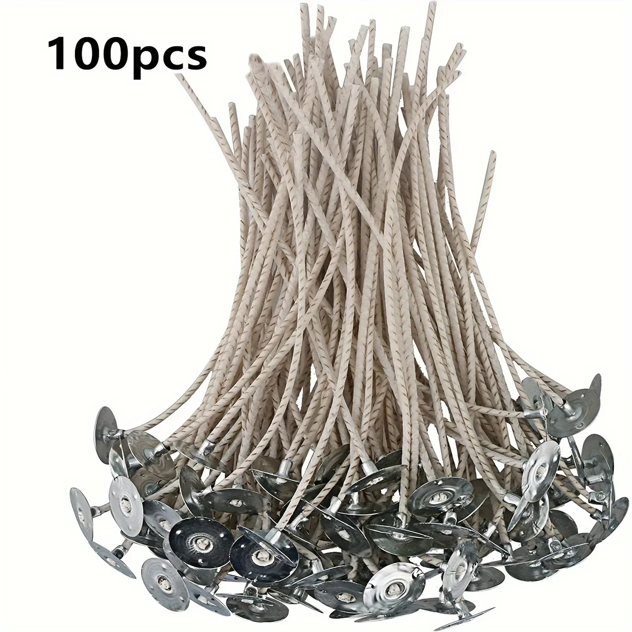 100pcs Premium Soy Candle Wicks - 10cm, Thick for Optimal Sooting - Durable Metal Base, Ideal for Candle Making