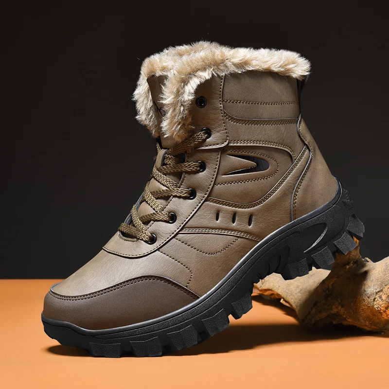 

Men's Winter Boots Warm Waterproof Non-Slip Plush Sneakers Shoes - Winter Slippers Male Tenis Boots