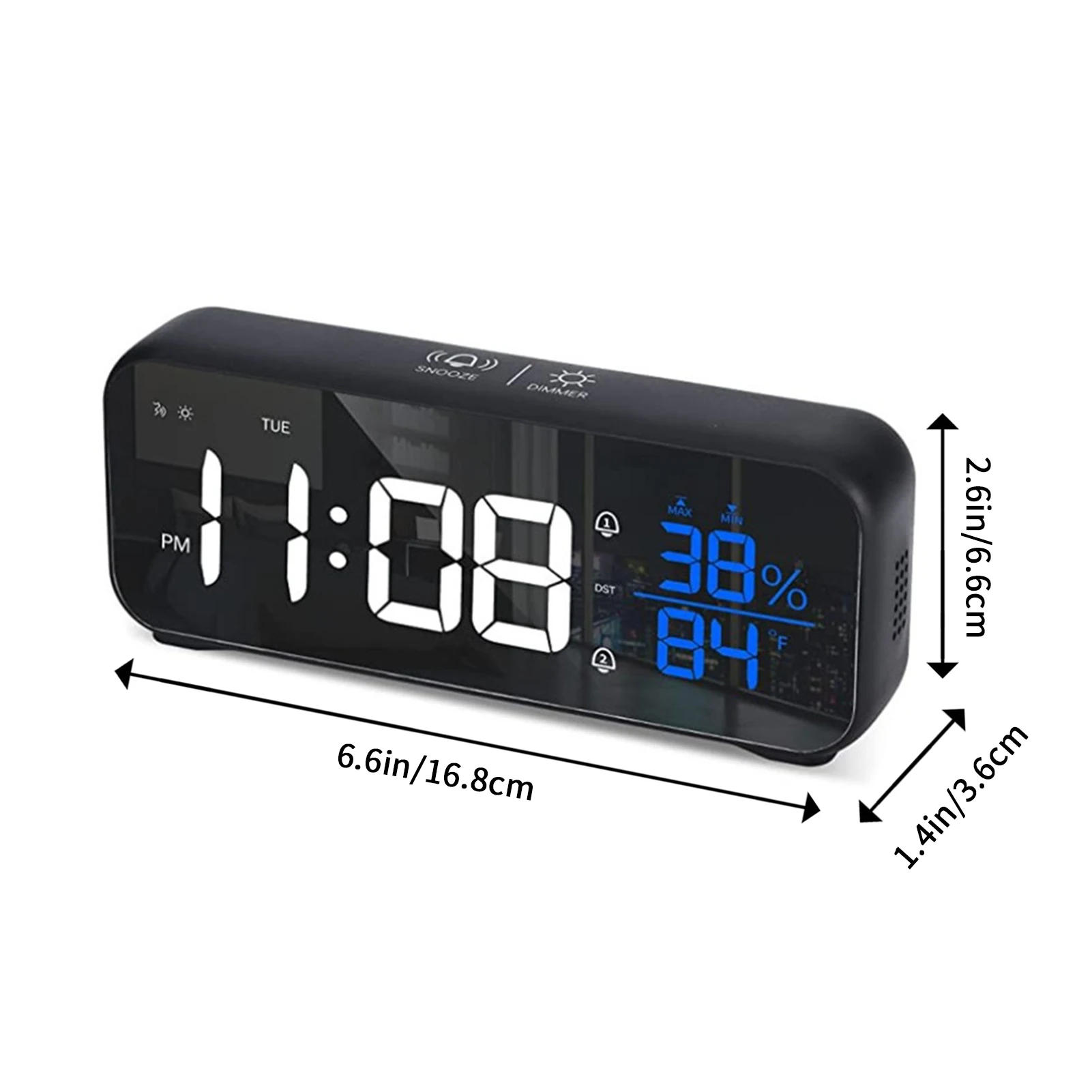 Music Alarm Clock Temperature Humidity Voice Control/Alaways On Table Clock Dual Alarm Wall Rechargeable Digital LED Clocks