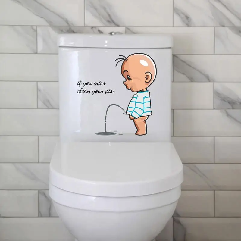 Toilet Stickers Sticker Funny Kids PVC Decal Waterproof PVC Toilet Stickers Removable WC Restroom Door Seat Bathroom Decoration