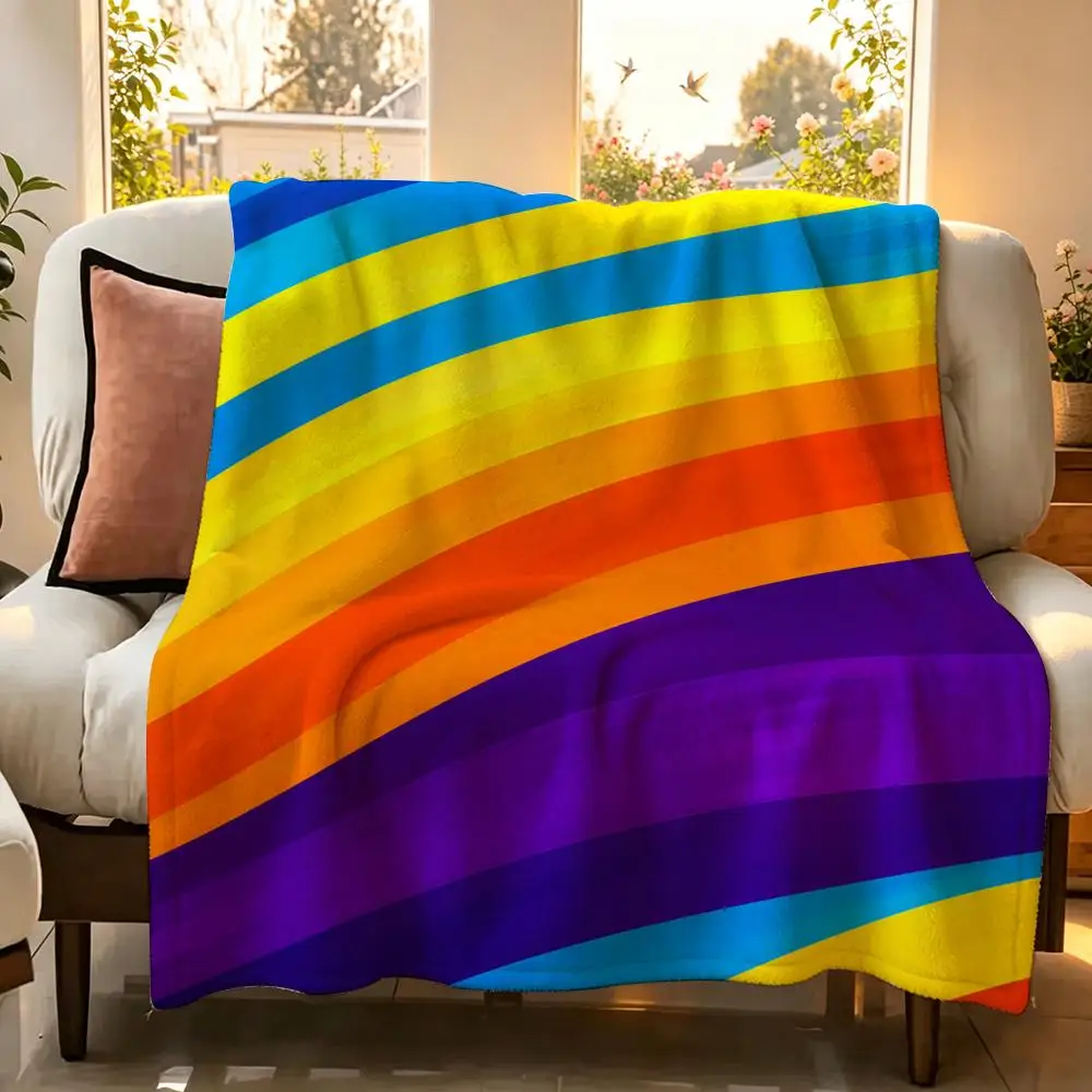 Pattern Colorful C-Colorful Wave Throw Flannel Throw Blanket Suitable warm for Sofa、Living Room、Bedroom soft