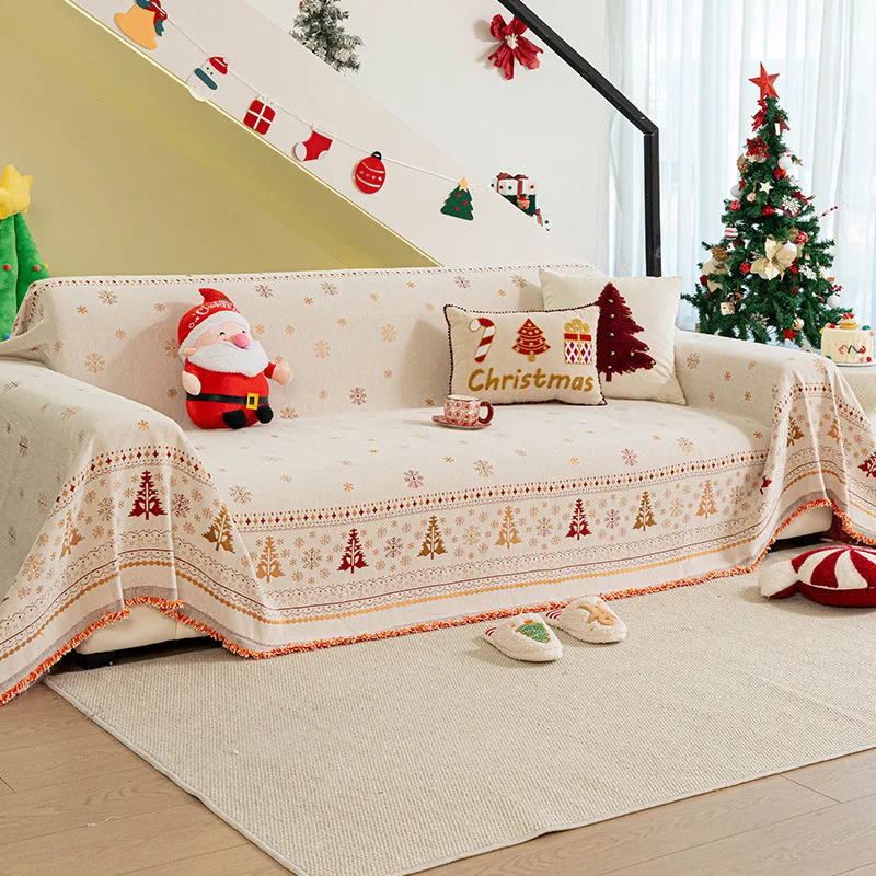 Chenille Christmas Sofa Towel One-Piece All-Inclusive Sofa Cover Fabric Cat-Proof Sofa Covers Multifunctional Decorative Blanket