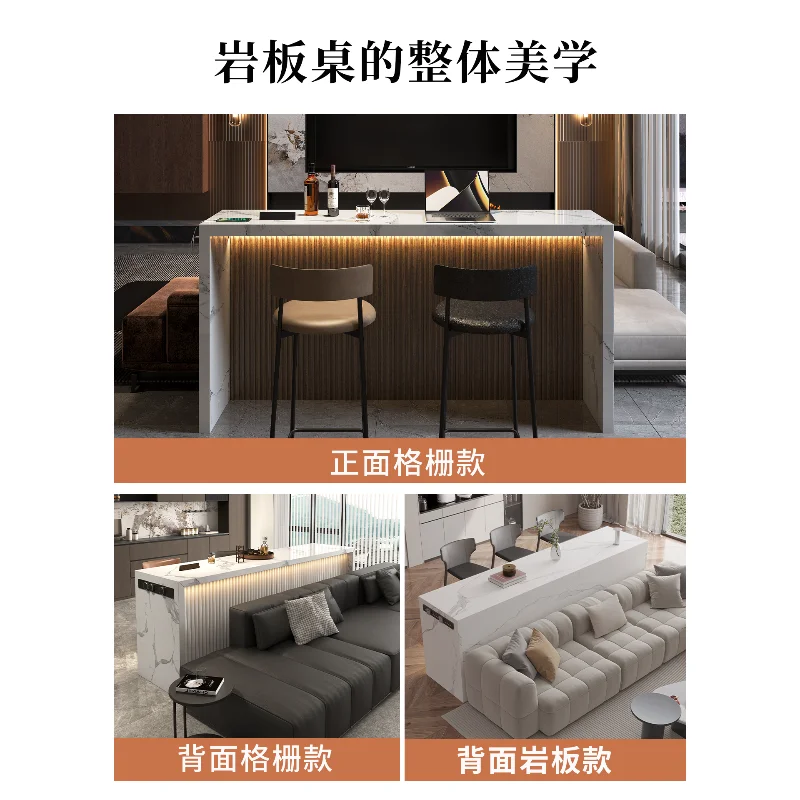 Sofa back bar table long table living room partition light luxury high-end rock slab small apartment island table home backrest