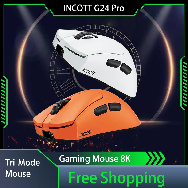 INCOTT G24 Pro Gaming Mouse Dual-Mode Wireless Original Phase Sensor 32000DPI Micro Actuator Skin-Like Coating Laptop Race Mouse