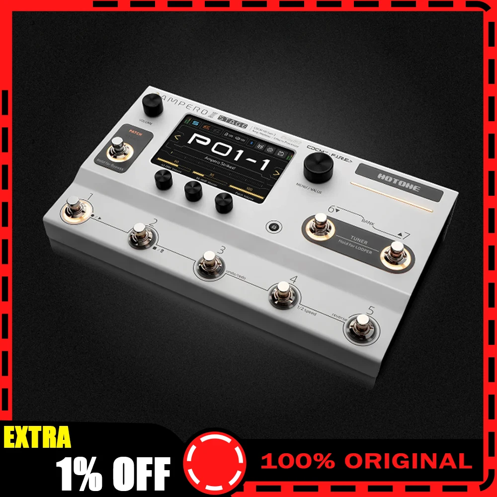 

HOTONE Ampero II Stage Touch Screen Guitar Bass Amp Modeling IR Cabinets Simulation Multi-Effects Pedal Dual Effect Chains Gifts