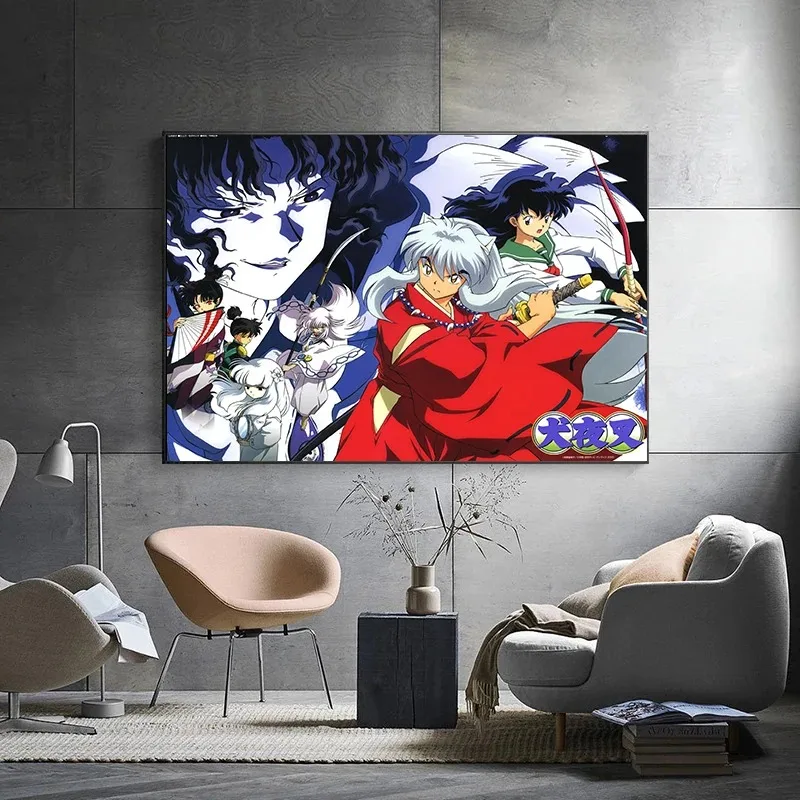 Japan Anime Inuyasha Kikyo Kagome Sesshomaru Poster Canvas Painting Wall Art Picture Posters Prints Decor Living Room Home Decor