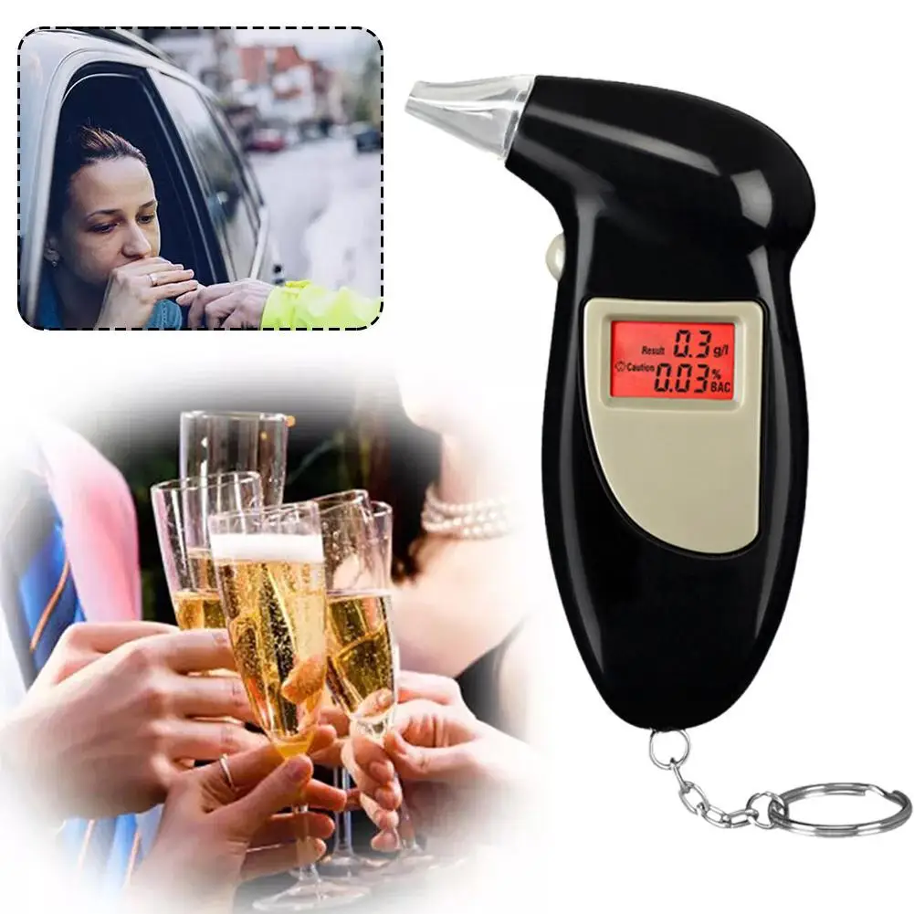 แบบพกพาดิจิตอลจอแสดงผลแอลกอฮอล์ Breathalyzer ตํารวจ Alcotester Backlight จอแสดงผล LCD Breathlyzer เครื่องทดสอบแอลกอฮอล์