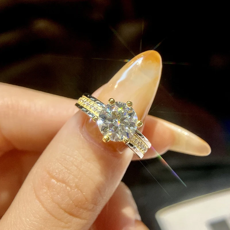 

GRA сверкающие 2 карата сертифицированные обручальные кольца с чистым муассанитом и бриллиантами для женщин, стерлинговое серебро 925 пробы, обручальные ювелирные изделия