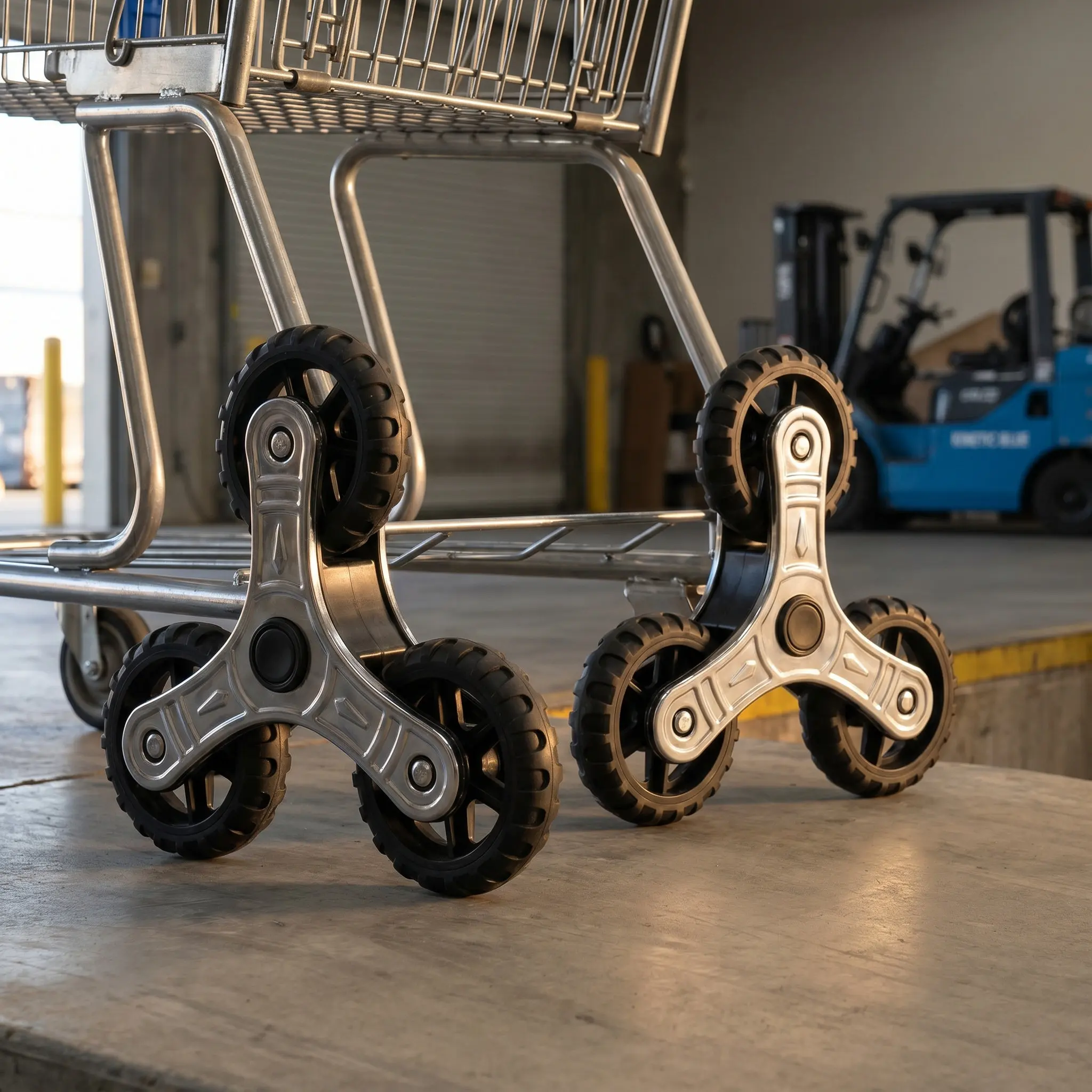2Pcs Stainless Steel Stair Climbing Wheels Heavy Duty Replacement Cart Wheels for Groceries Stairs