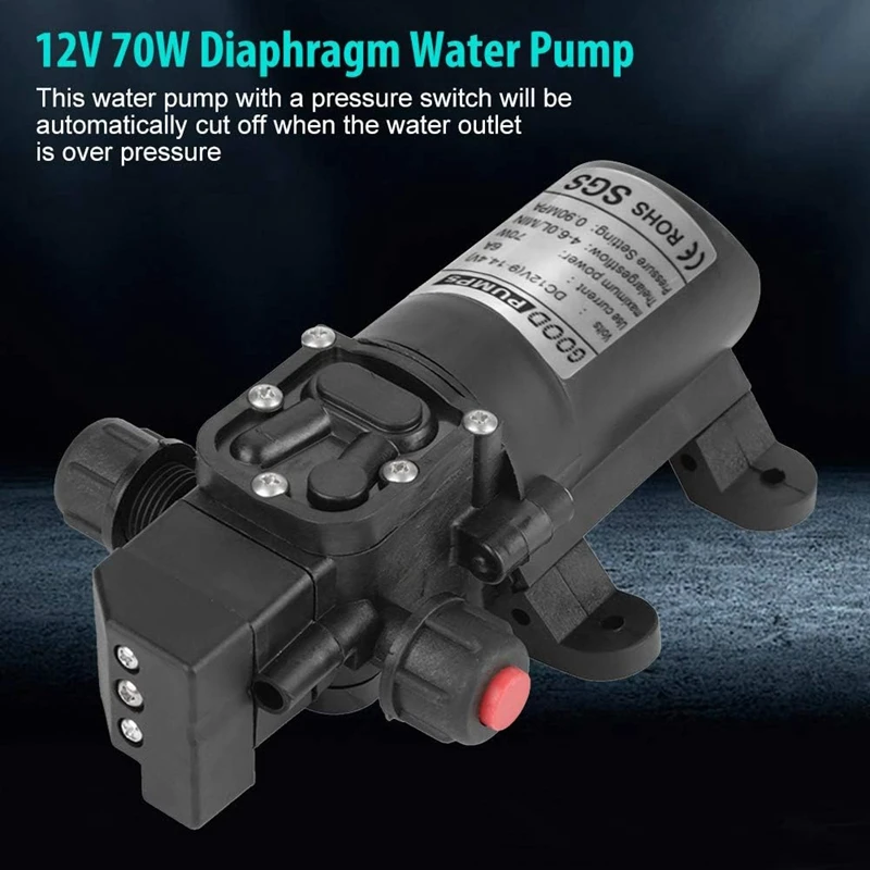 12V Water Pump, 12 Volt Water Pump, DC 12V 6A 70W Electric Water Pump, Self-Priming Water Pump-High Pressure, 12V Pump