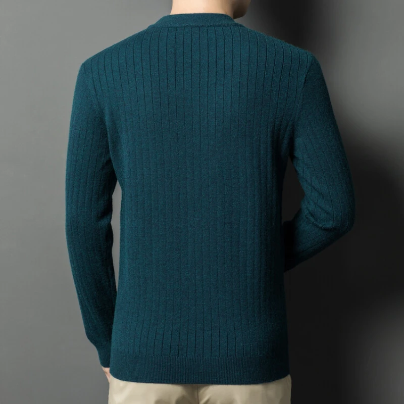 Autumn and Winter Warm Turtleneck O-neck Sweater Men's Thickened Slim-fit Bottoming Shirt.Fine knit sweater. M-4XL