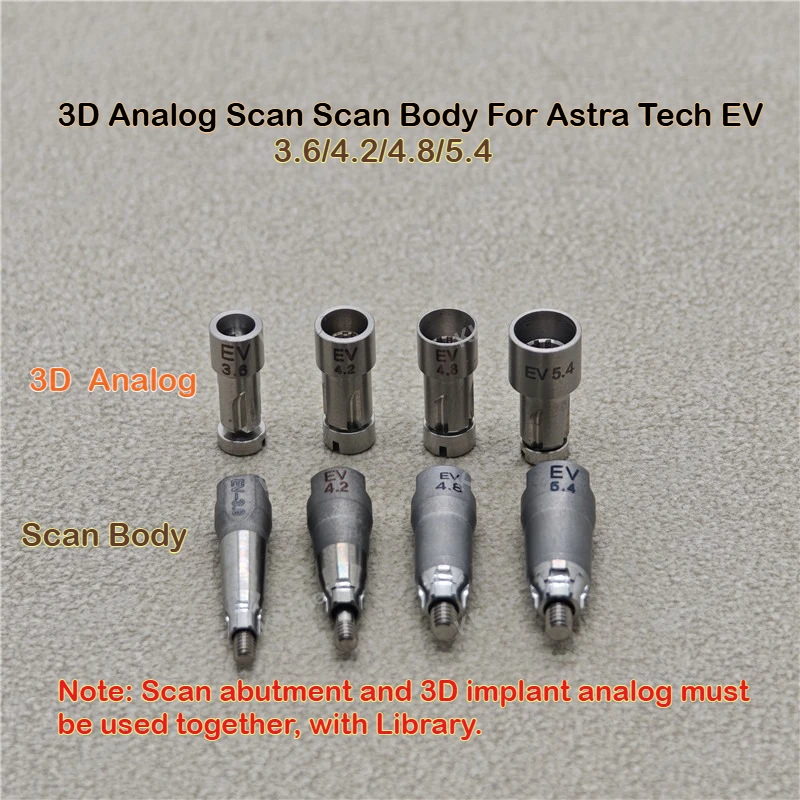 2Sets Dental 3D Implant Analog And Scan Abutment With Library For Astra Tech EV Dental Implant Accessories