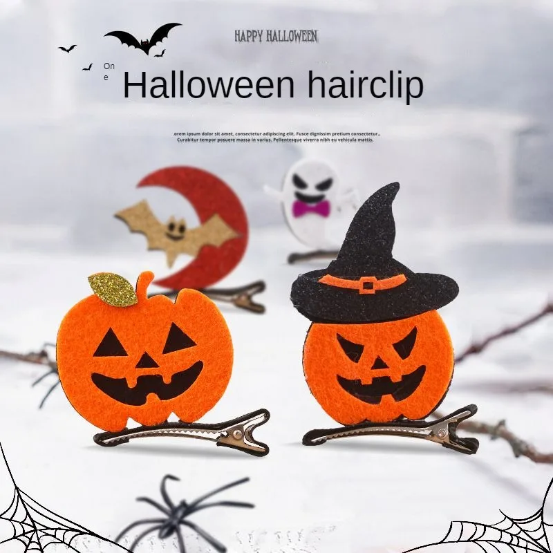 Halloween Pumpkin Ghost Design Hair Decoration Clip Party Hair Halloween Dress Up Hairclip for Kids Hair Accessories