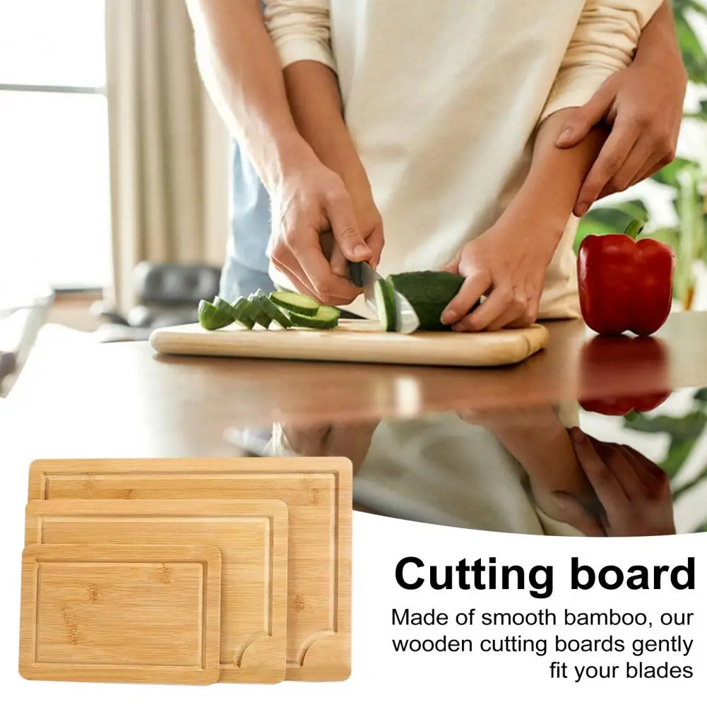 

Bamboo Cutting Board Set Set of 3 Bamboo Cutting Boards for Kitchen Versatile Rectangular Wood Chopping Boards with for Meat