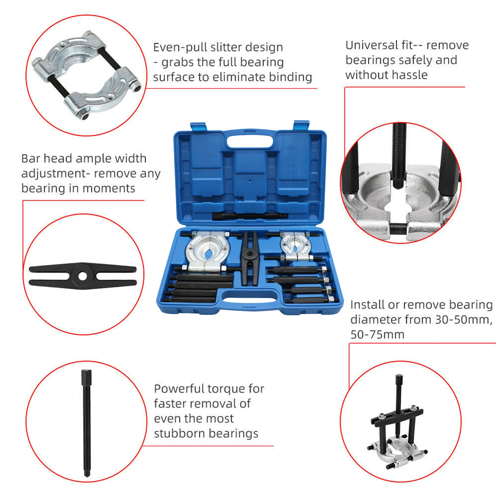 12pcs Bearing Puller Kit Bearing Separator Pinion Wheel Bearing Removal Kit with 2\