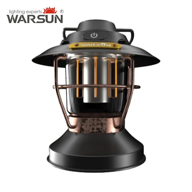 WARSUN CP11 Retro Barn Lantern - Rechargeable LED Camping Light with Multiple Modes and Stepless Dimming